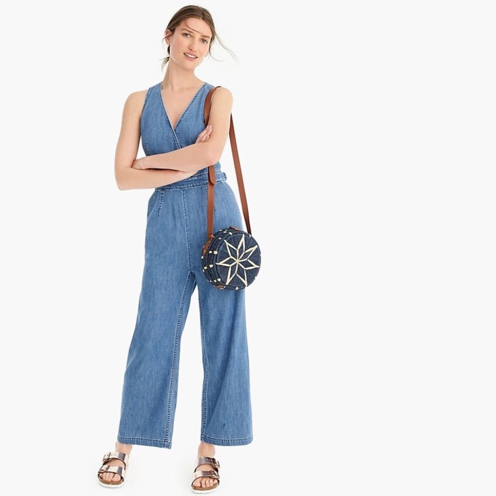 Point Sur Wide-Leg Tailored Indigo 100% Cotton Jumpsuit Size 0 Euc Denim